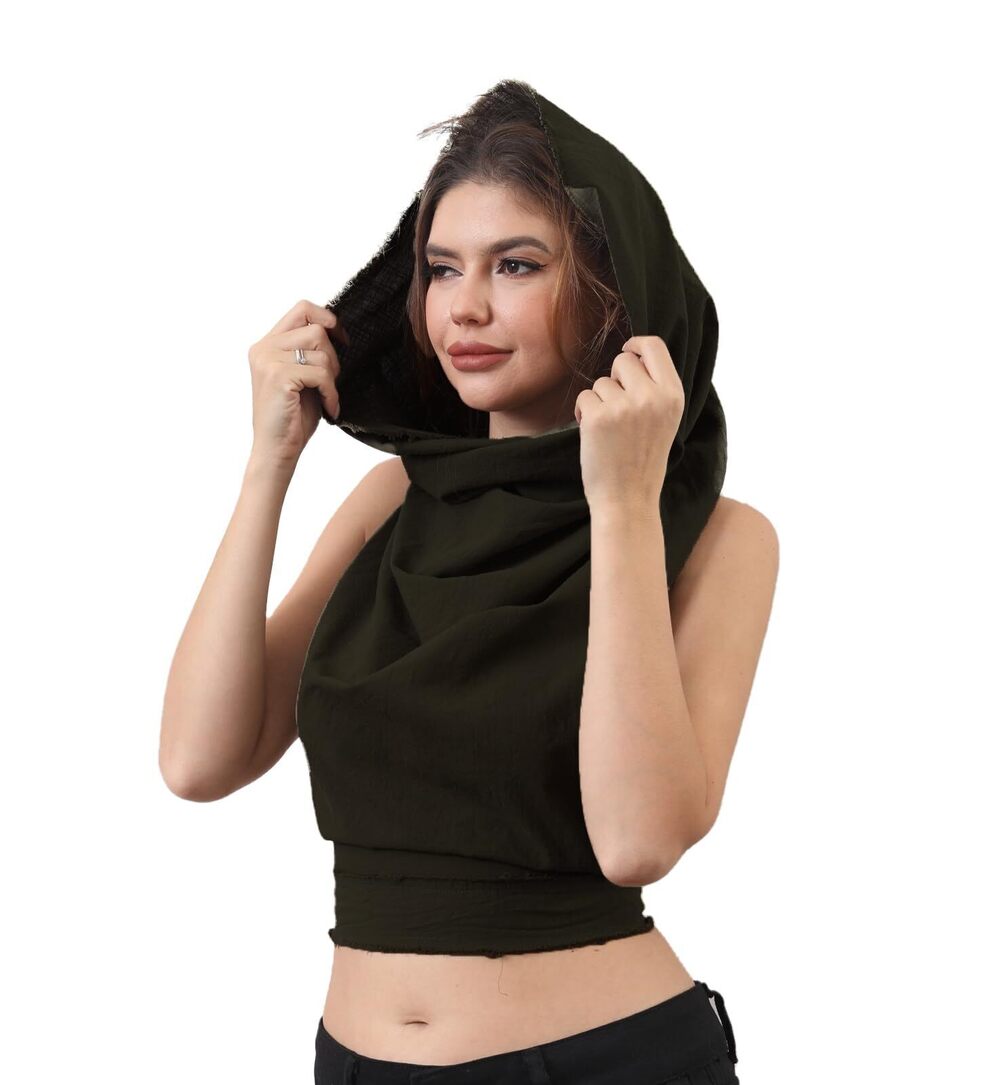 2056 Rave Outfits , Boho Dune Style Halter Backless Tank Crop Top, Cross